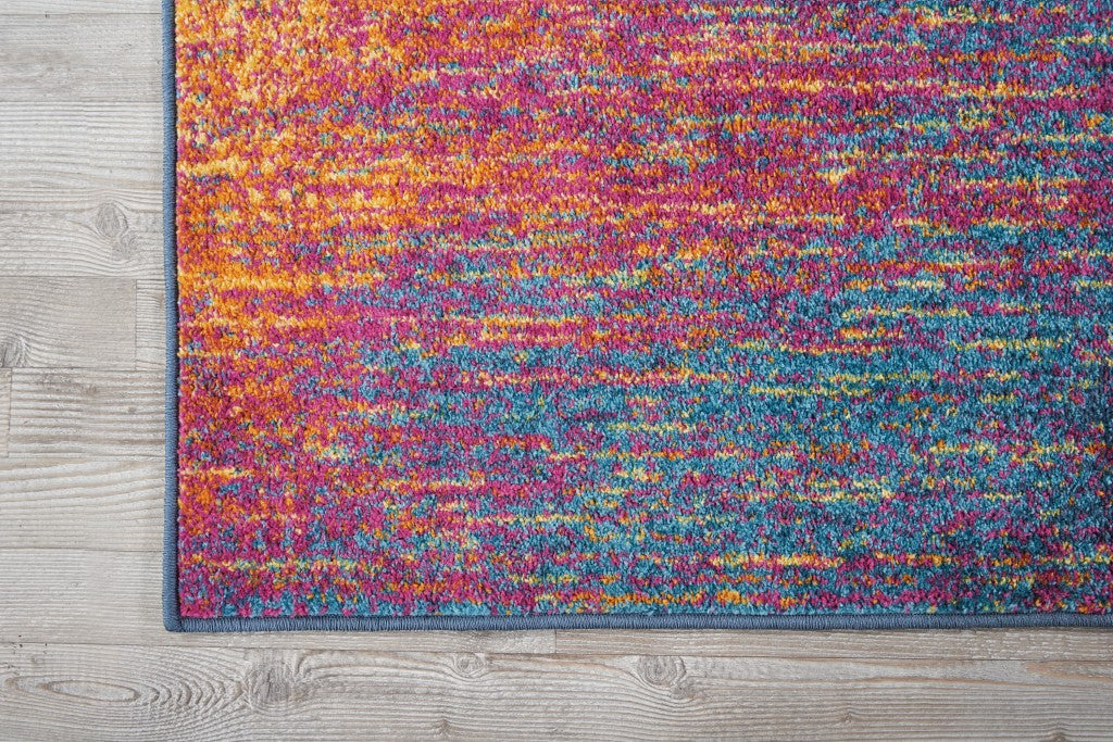 5' X 7' Blue And Pink Abstract Power Loom Area Rug