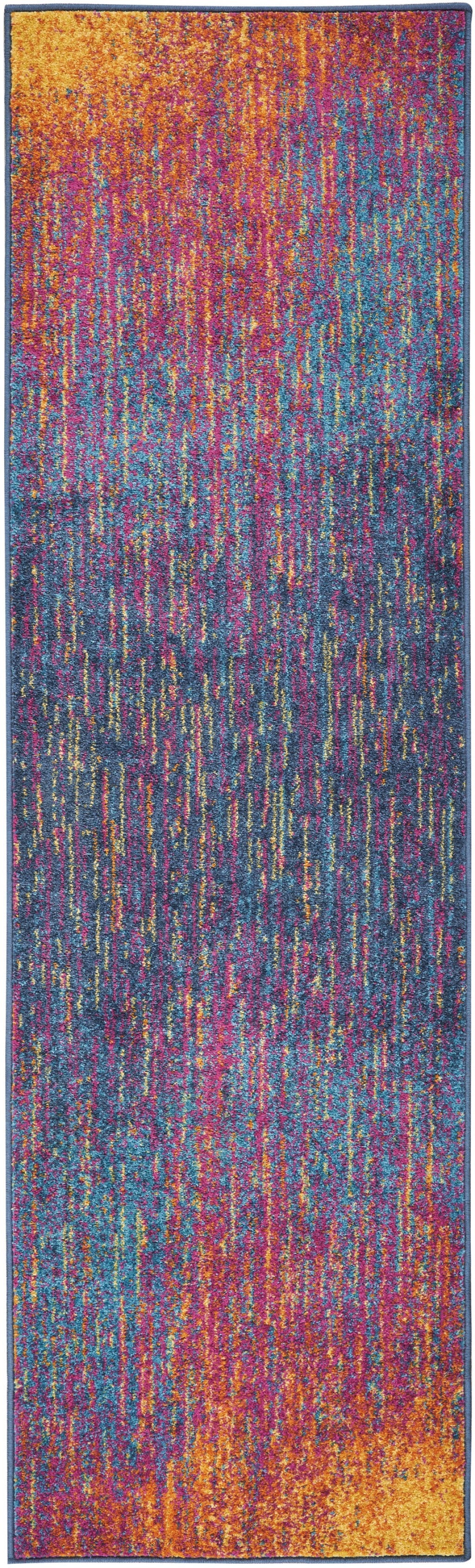 5' X 7' Blue And Pink Abstract Power Loom Area Rug