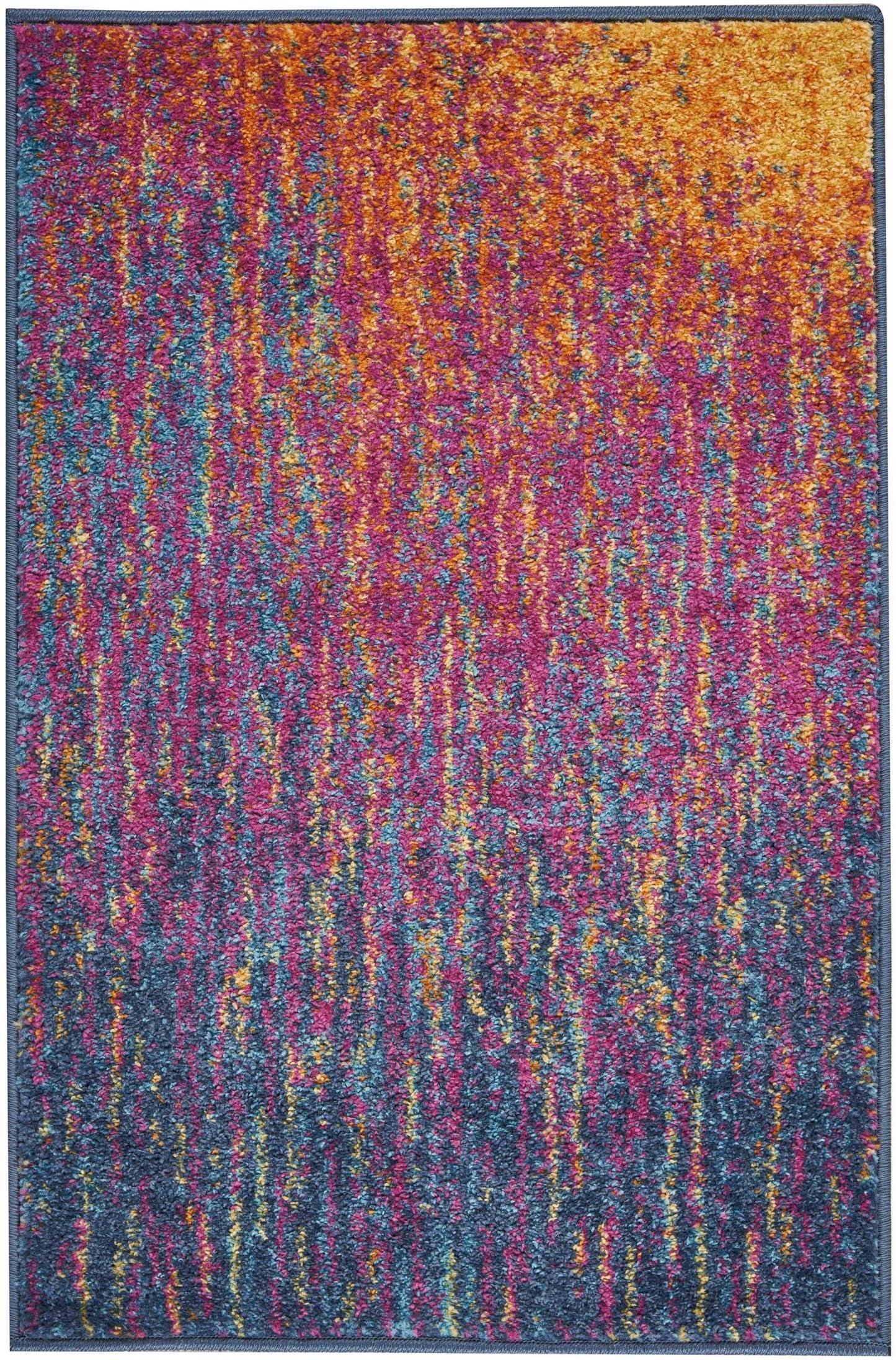 5' X 7' Blue And Pink Abstract Power Loom Area Rug