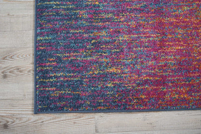 5' X 7' Blue And Pink Abstract Power Loom Area Rug