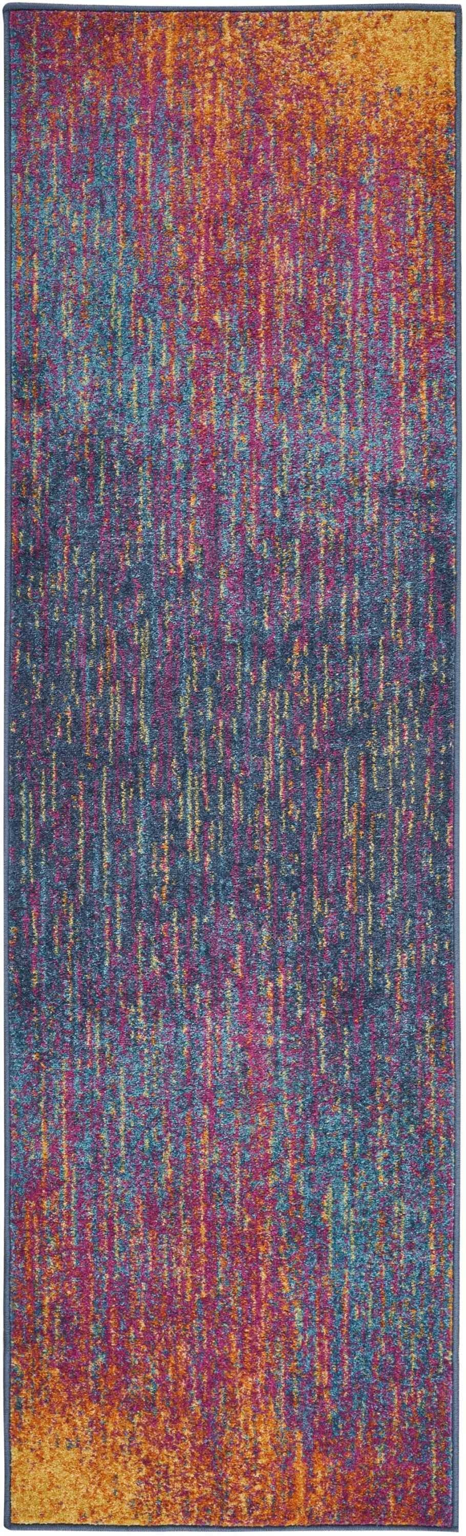 5' X 7' Blue And Pink Abstract Power Loom Area Rug