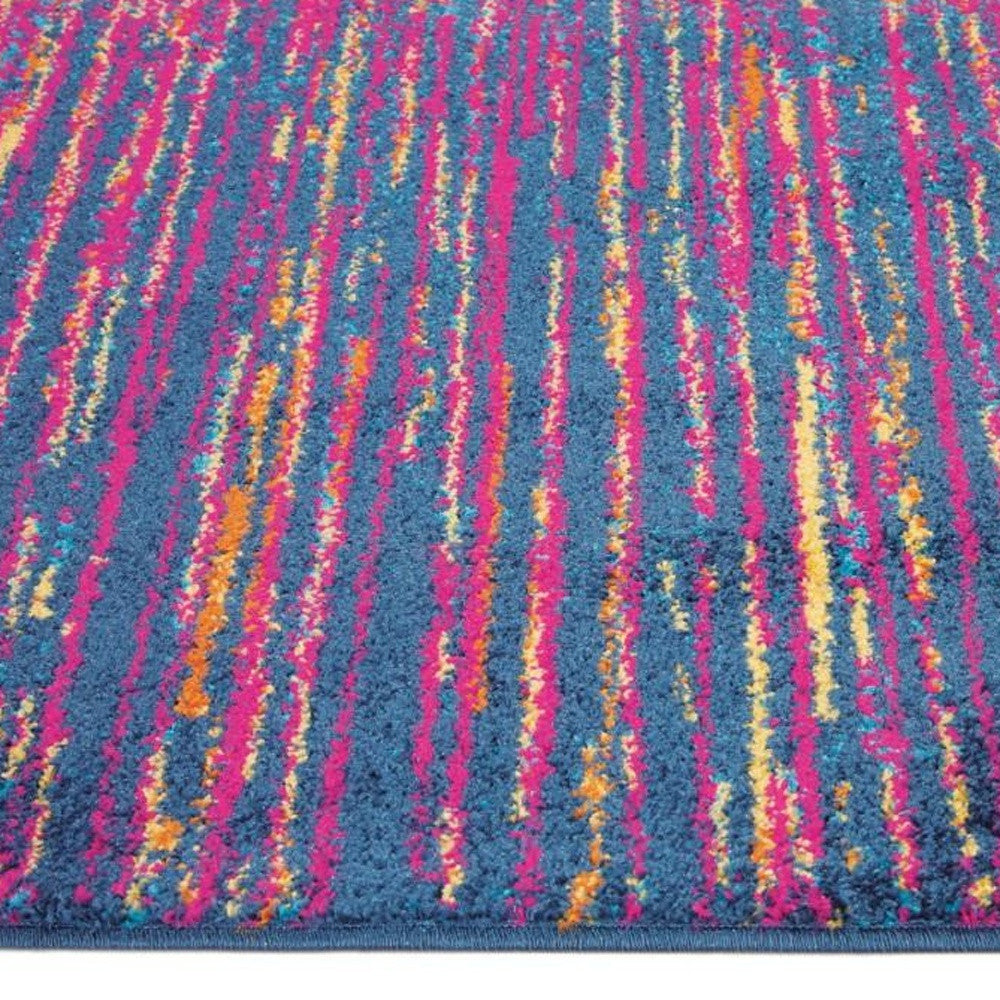 5' X 7' Blue And Pink Abstract Power Loom Area Rug