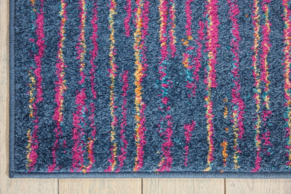 5' X 7' Blue And Pink Abstract Power Loom Area Rug