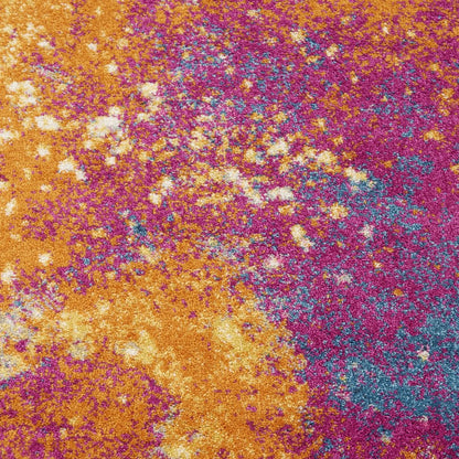 6' Blue And Orange Abstract Runner Rug