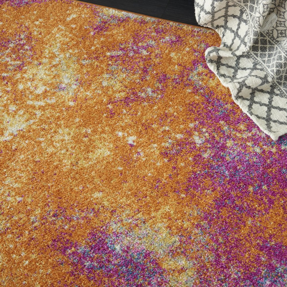 4' X 6' Blue And Orange Abstract Area Rug