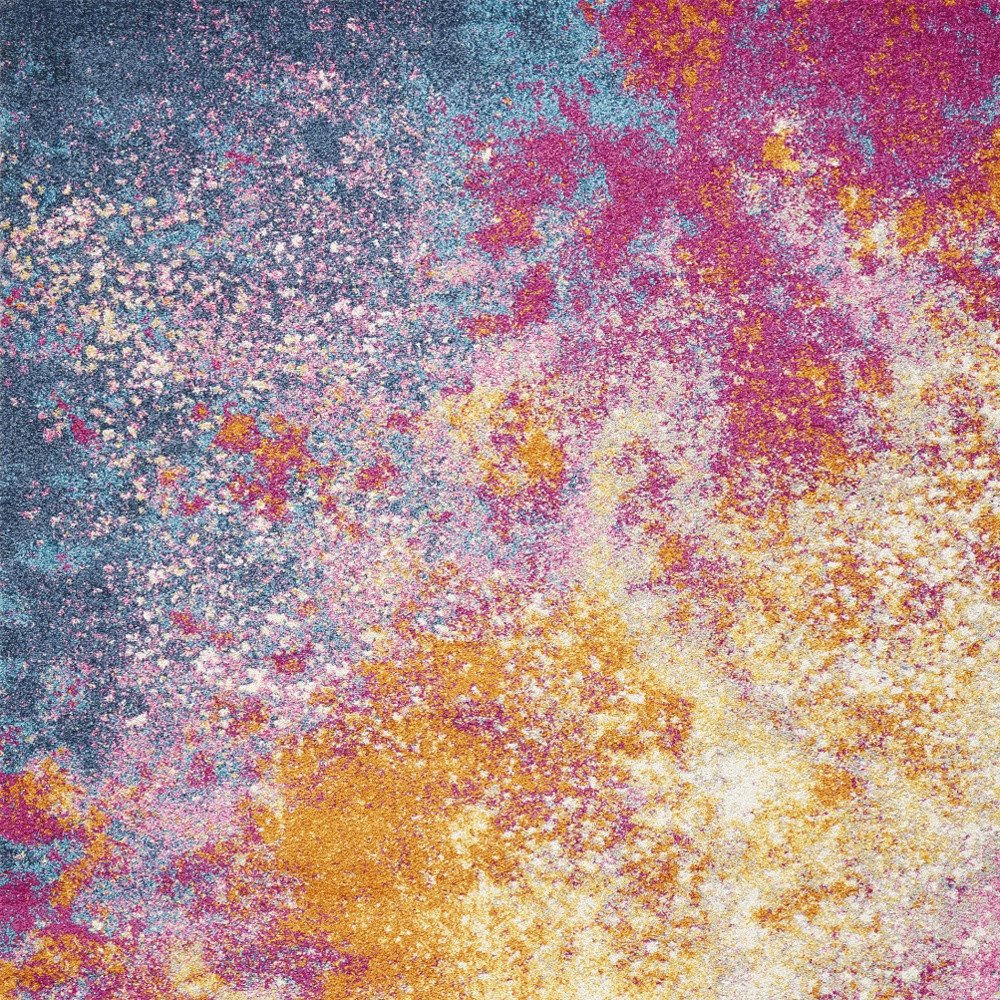 4' X 6' Blue And Orange Abstract Area Rug