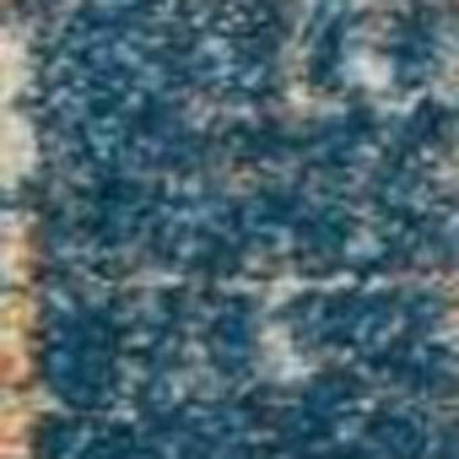 5' X 7' Blue Pink And Gold Abstract Distressed Area Rug