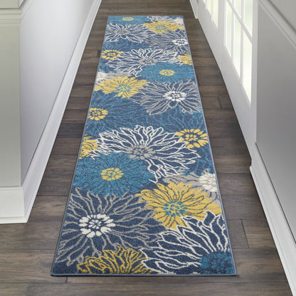 2' X 3' Blue And Gold Floral Area Rug
