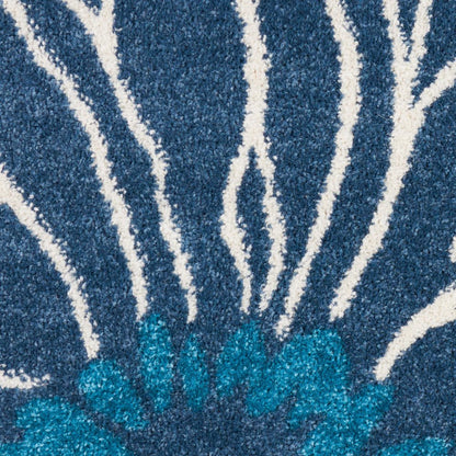 4' X 6' Blue And Gold Floral Area Rug