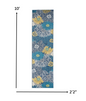 10' Blue Floral Power Loom Runner Rug