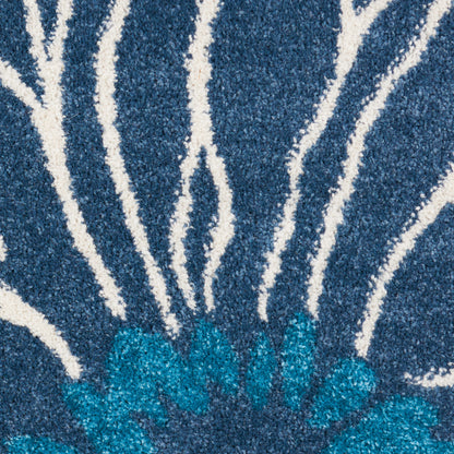 10' Blue Floral Power Loom Runner Rug