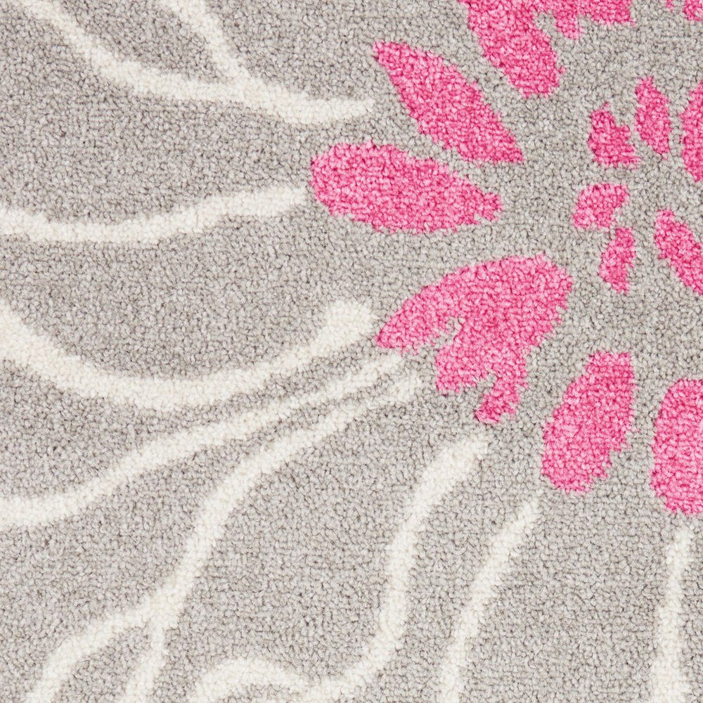 5' X 7' Gray And Pink Floral Area Rug