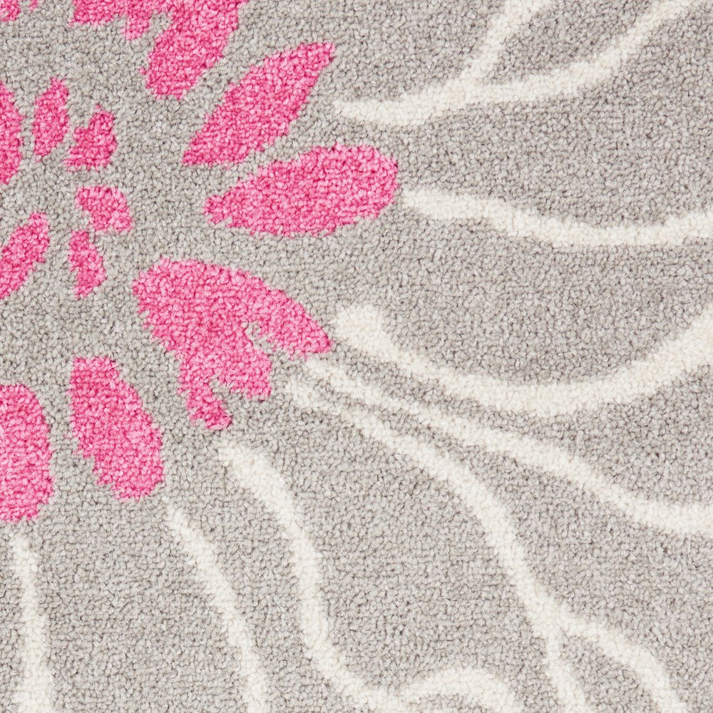 4' X 6' Gray And Pink Floral Area Rug