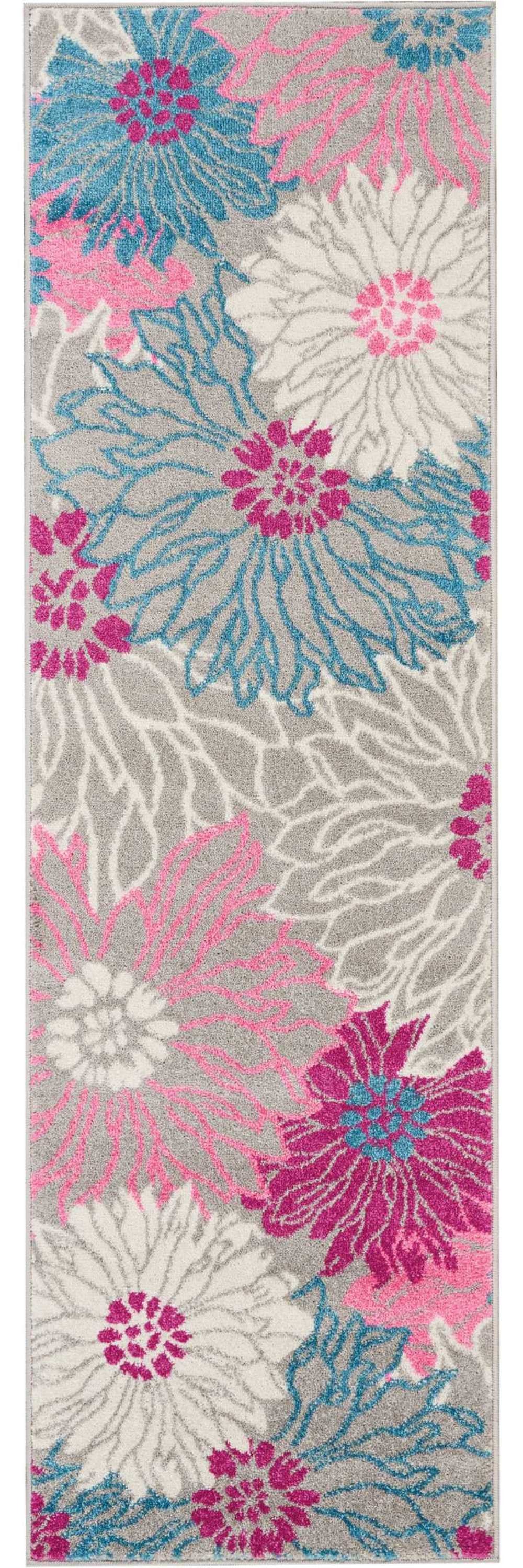 5' X 7' Gray Floral Dhurrie Area Rug