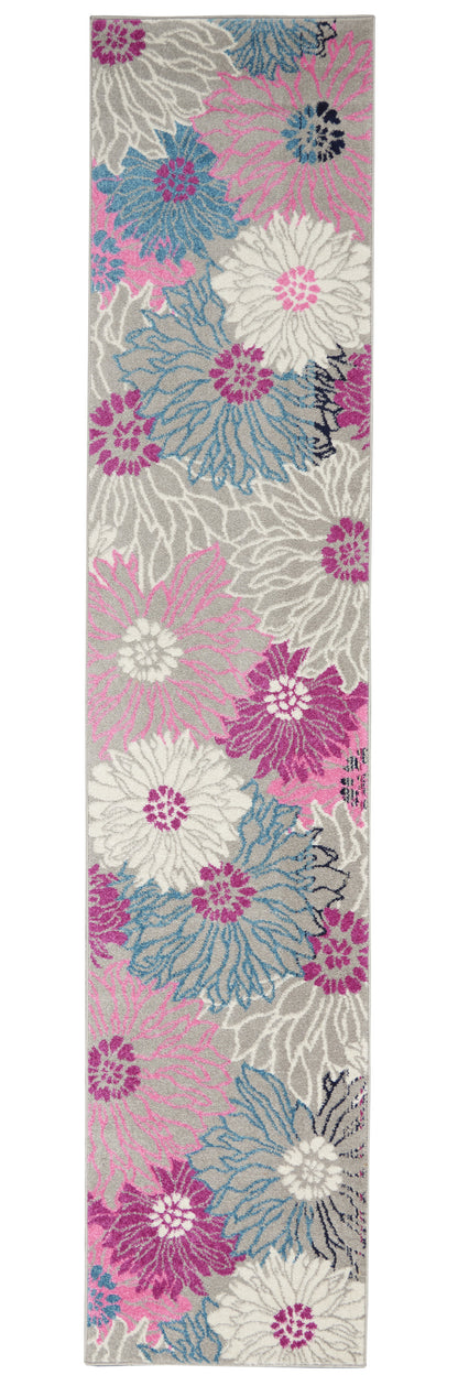 5' X 7' Gray Floral Dhurrie Area Rug