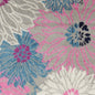 10' Gray And Pink Floral Runner Rug