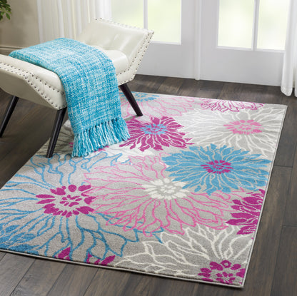 5' X 7' Gray Floral Dhurrie Area Rug