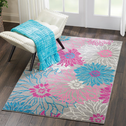 5' X 7' Gray Floral Dhurrie Area Rug