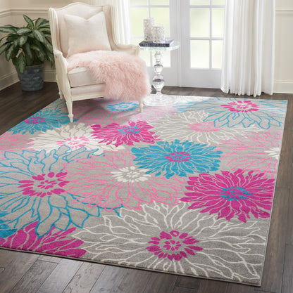 5' X 7' Gray Floral Dhurrie Area Rug