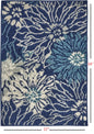 8' Blue And Ivory Floral Power Loom Runner Rug