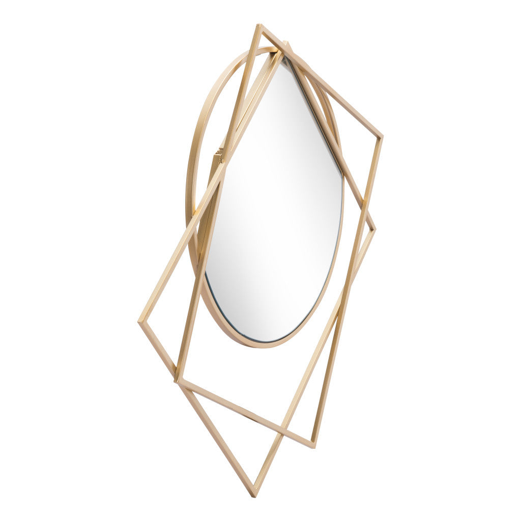 32" Gold Abstract Framed Accent Mirror