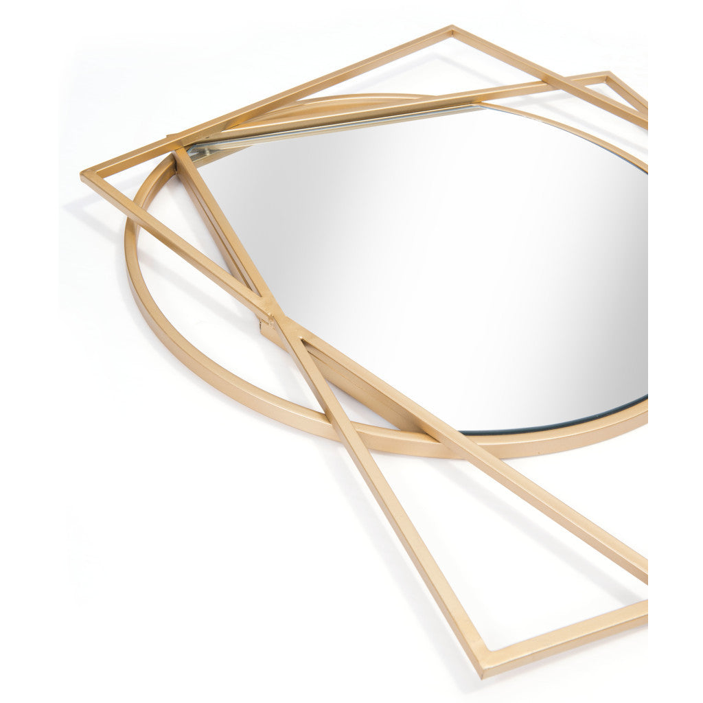 32" Gold Abstract Framed Accent Mirror