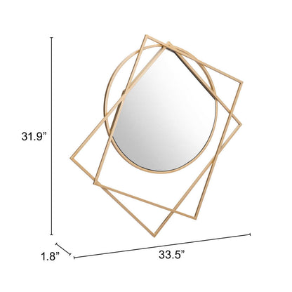 32" Gold Abstract Framed Accent Mirror