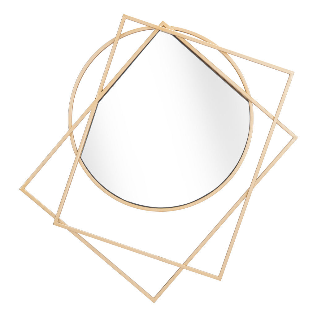 32" Gold Abstract Framed Accent Mirror