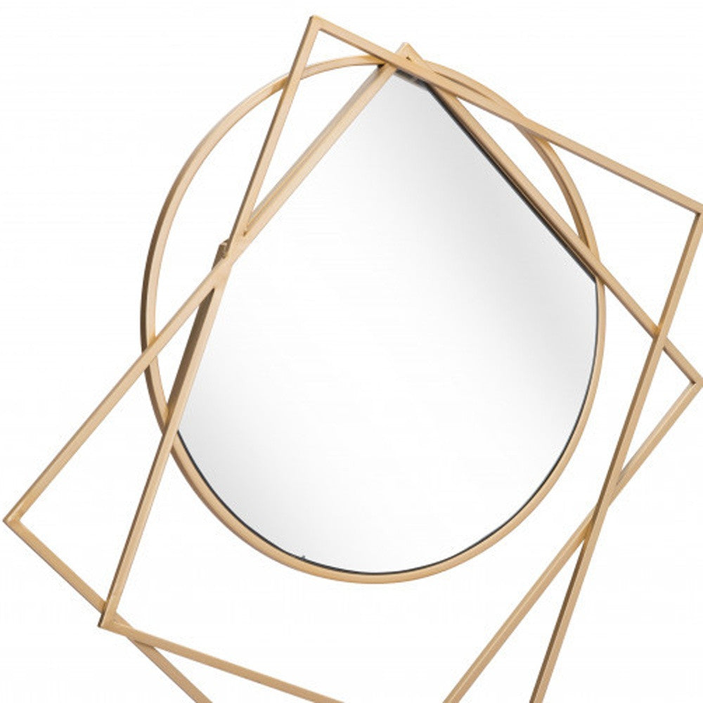 32" Gold Abstract Framed Accent Mirror