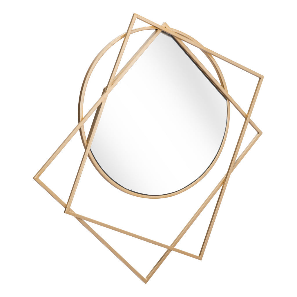 32" Gold Abstract Framed Accent Mirror