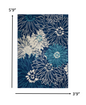 4' X 6' Blue And Ivory Floral Power Loom Area Rug