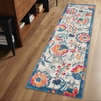 2' X 3' Ivory Floral Power Loom Area Rug