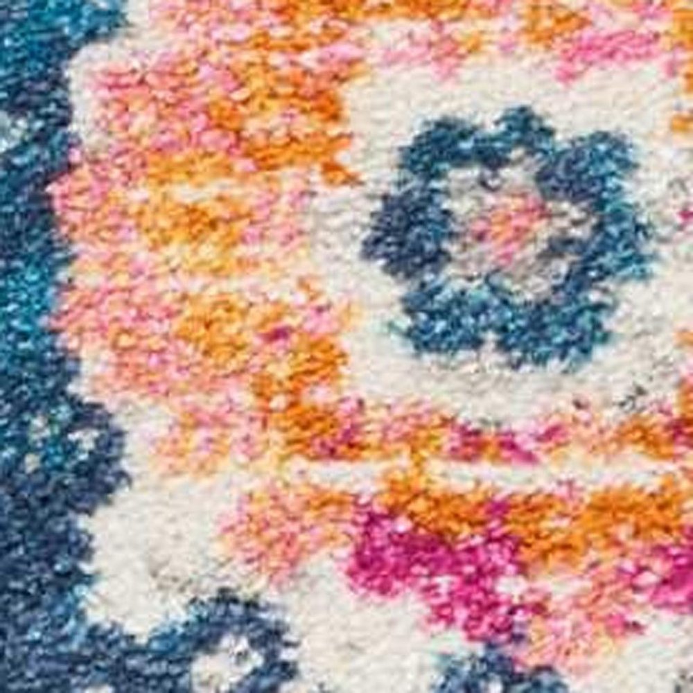 5' X 7' Ivory And Blue Floral Area Rug