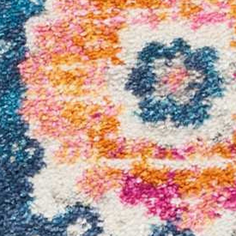 4' X 6' Ivory And Blue Floral Area Rug