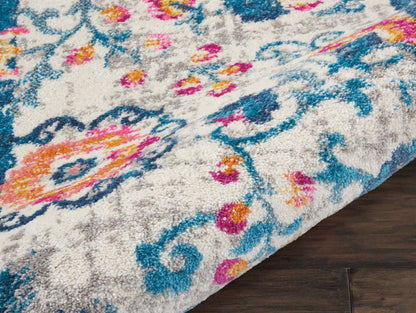 5' X 7' Ivory And Blue Floral Area Rug