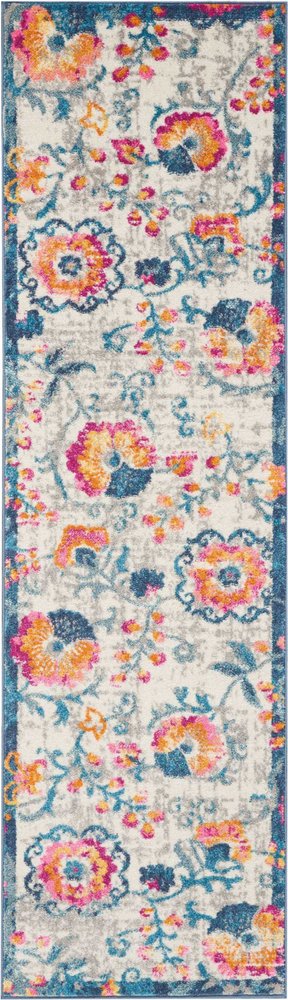 5' X 7' Ivory And Blue Floral Area Rug