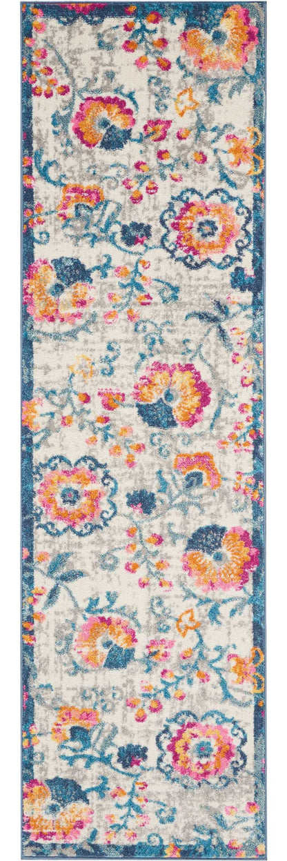 2' X 3' Ivory Floral Power Loom Area Rug