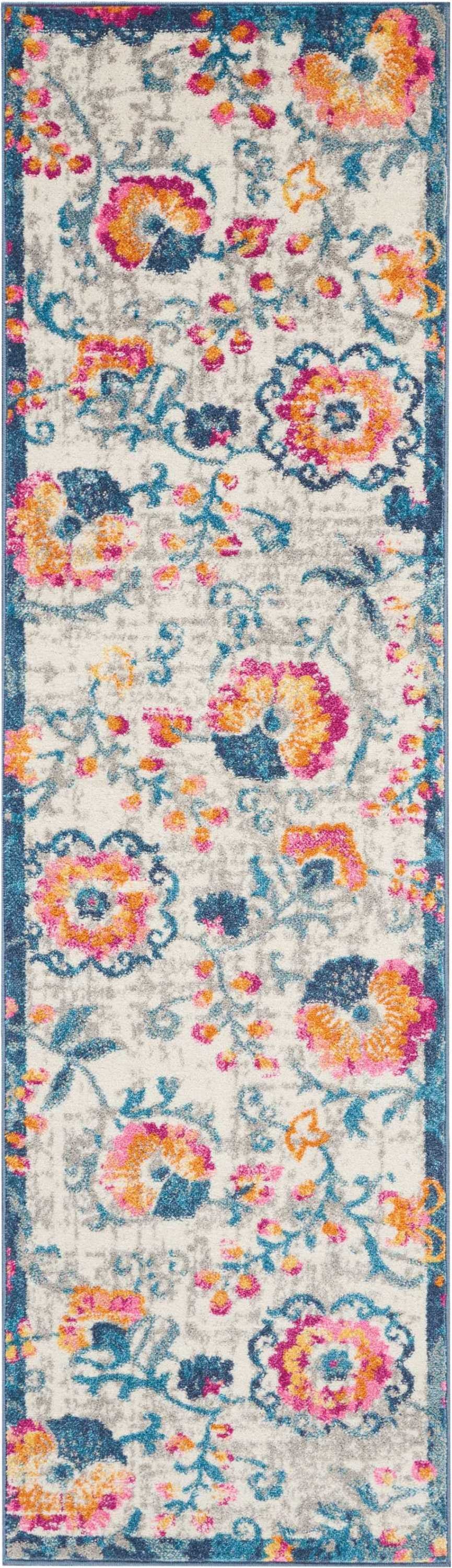 2' X 3' Ivory Floral Power Loom Area Rug