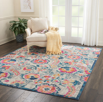 2' X 3' Ivory Floral Power Loom Area Rug