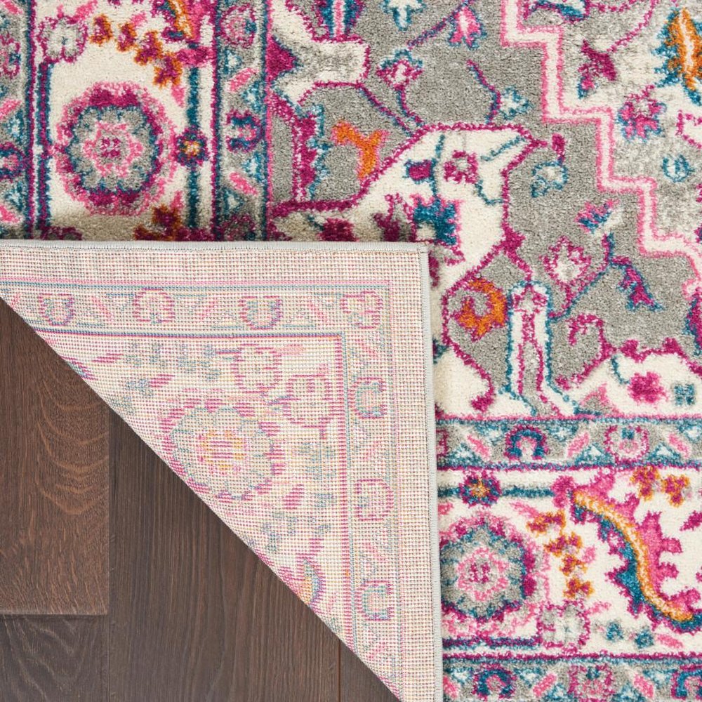 8' X 10' Light Gray And Pink Medallion Area Rug