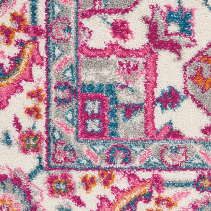 5' X 7' Light Gray And Pink Medallion Area Rug