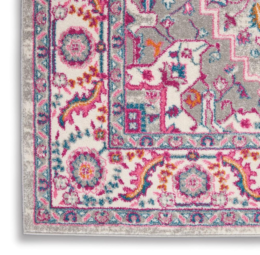 8' X 10' Light Gray And Pink Medallion Area Rug