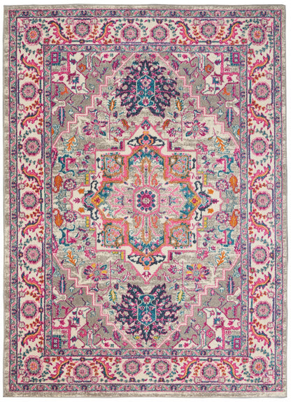 4' X 6' Pink And Gray Power Loom Area Rug