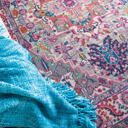 8' X 10' Light Gray And Pink Medallion Area Rug