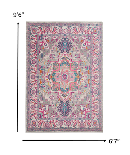 4' X 6' Pink And Gray Power Loom Area Rug