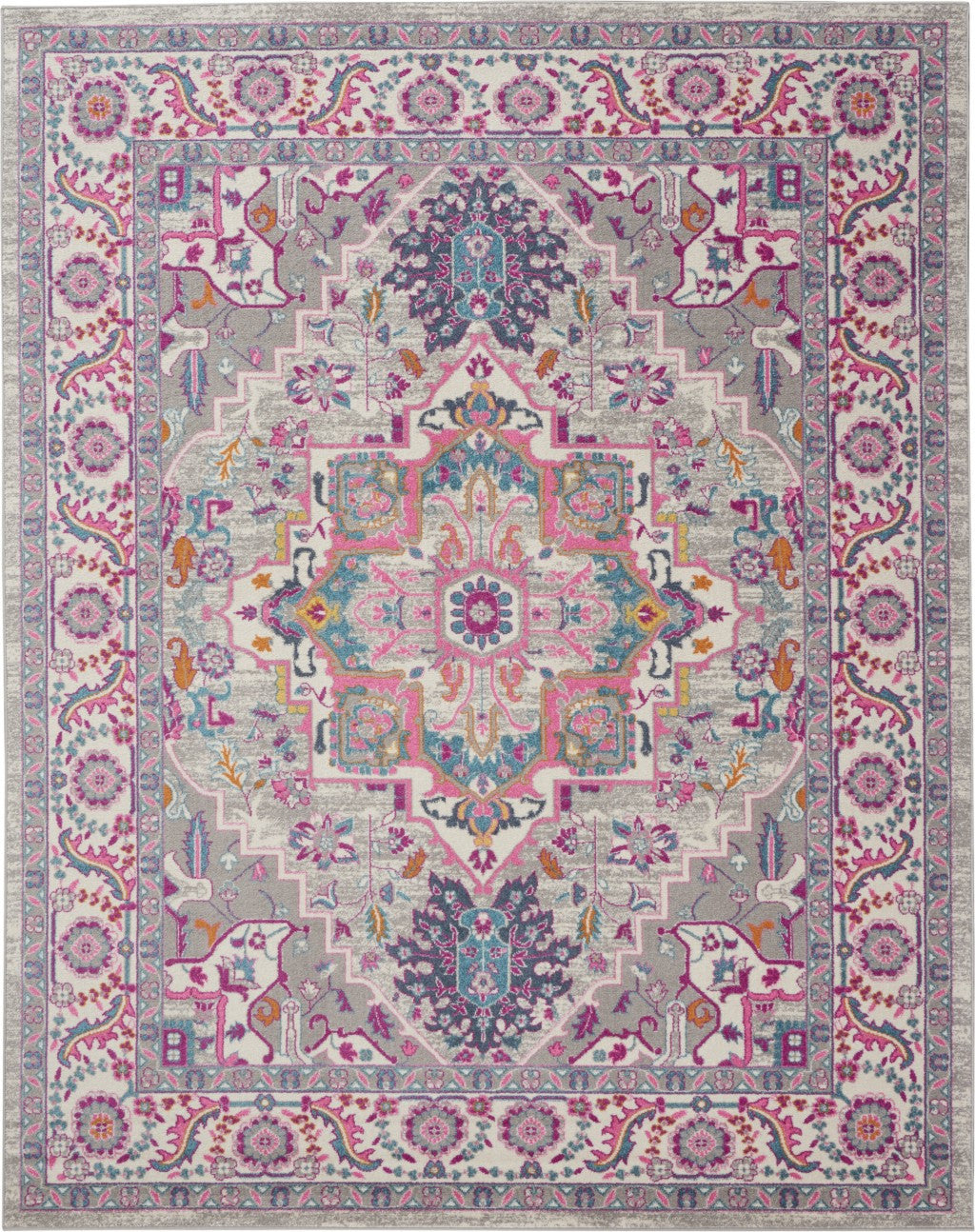 4' X 6' Pink And Gray Power Loom Area Rug