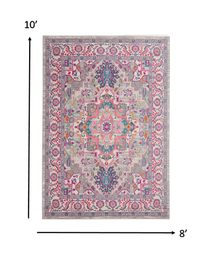 4' X 6' Pink And Gray Power Loom Area Rug