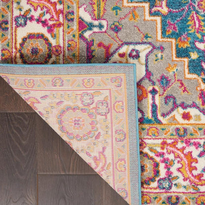8' X 10' Teal And Ivory Medallion Distressed Area Rug