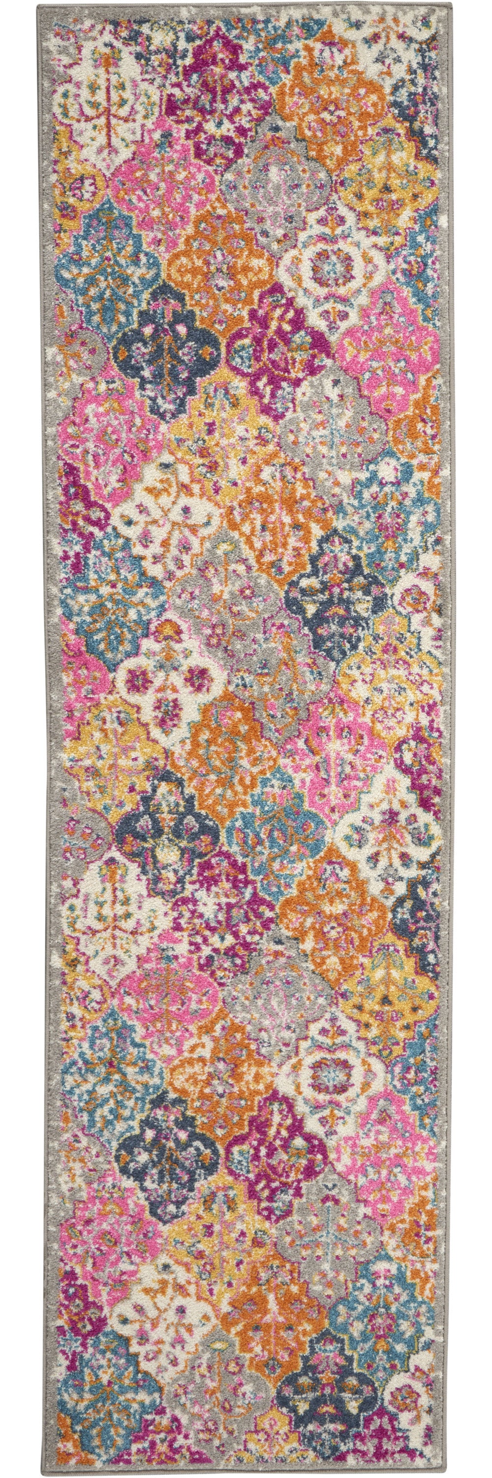 2' X 3' Pink And Gray Geometric Dhurrie Area Rug