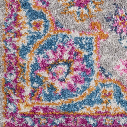 7' X 10' Gray And Ivory Medallion Area Rug